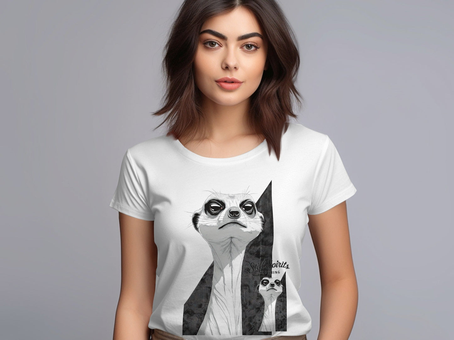 RMA APPAREL Meerkat Sketch Graphic Mens Womens T-Shirt - Still Spirits White T-Shirt - RMA APPAREL - Roclla Media Apparel Store