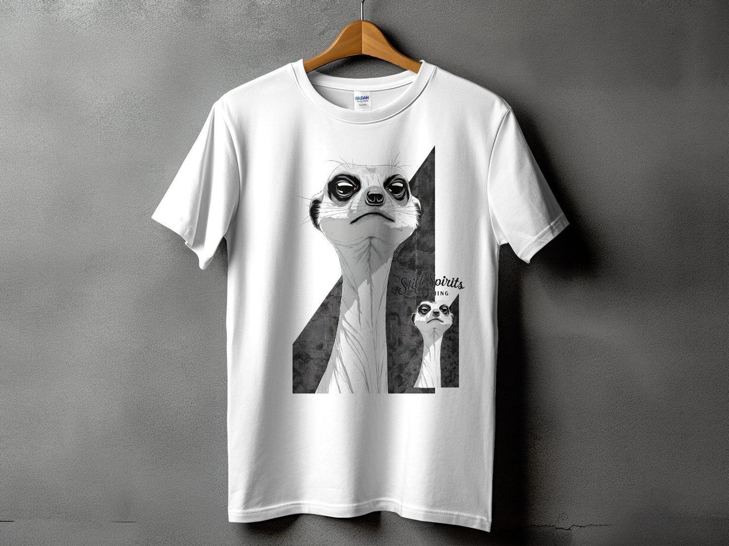 RMA APPAREL Meerkat Sketch Graphic Mens Womens T-Shirt - Still Spirits White T-Shirt - RMA APPAREL - Roclla Media Apparel Store