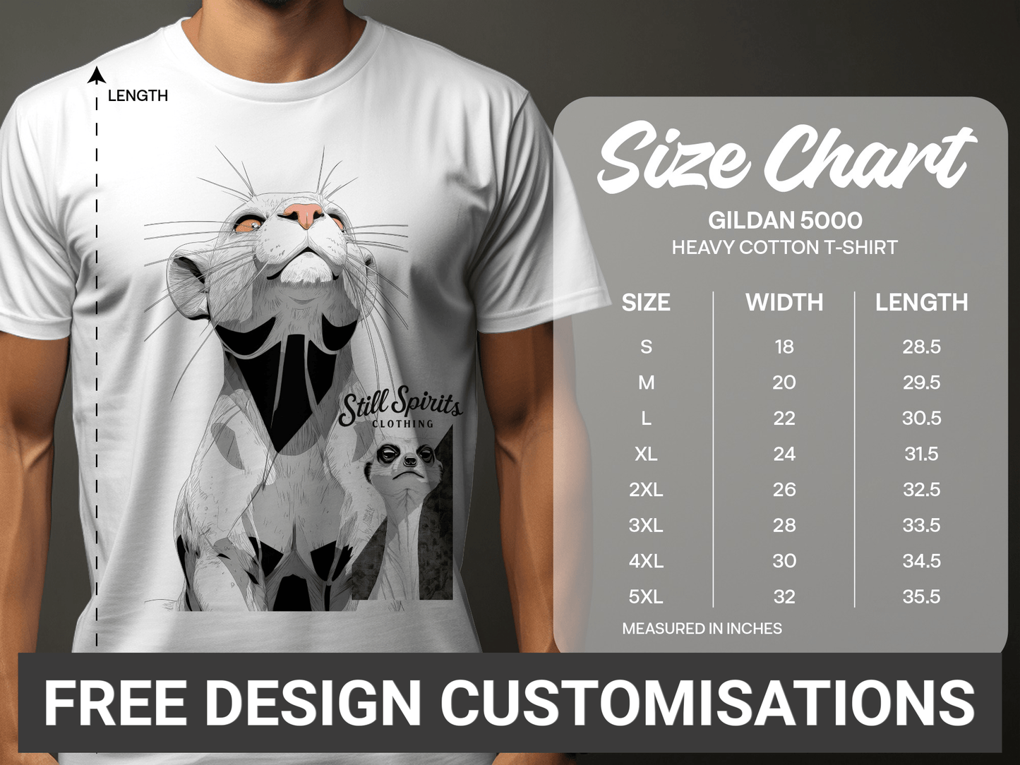 RMA APPAREL Meerkat Wildlife Graphic Mens Unisex T-Shirt - Still Spirits White T-Shirt - RMA APPAREL - Roclla Media Apparel Store
