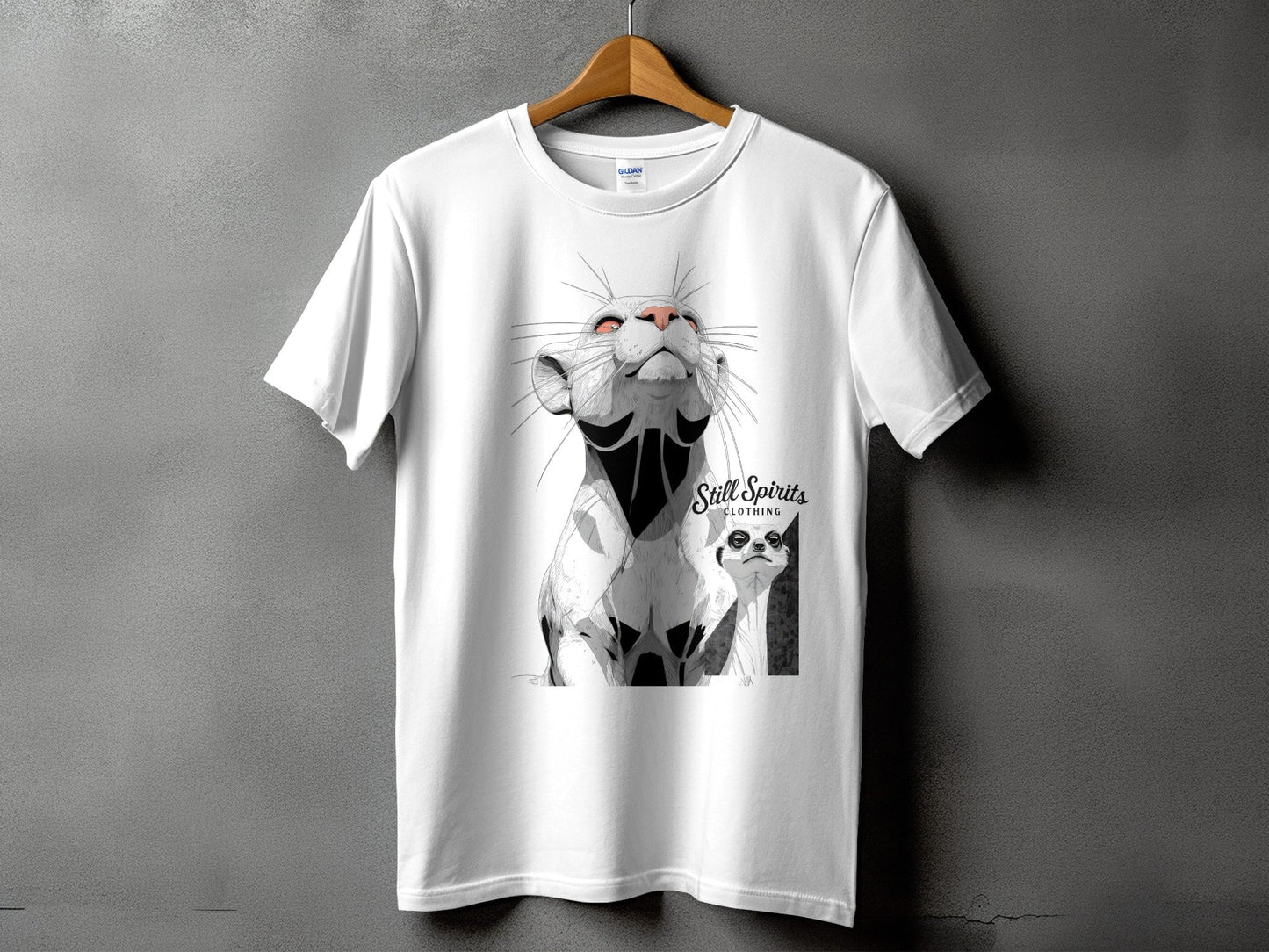 RMA APPAREL Meerkat Wildlife Graphic Mens Unisex T-Shirt - Still Spirits White T-Shirt - RMA APPAREL - Roclla Media Apparel Store