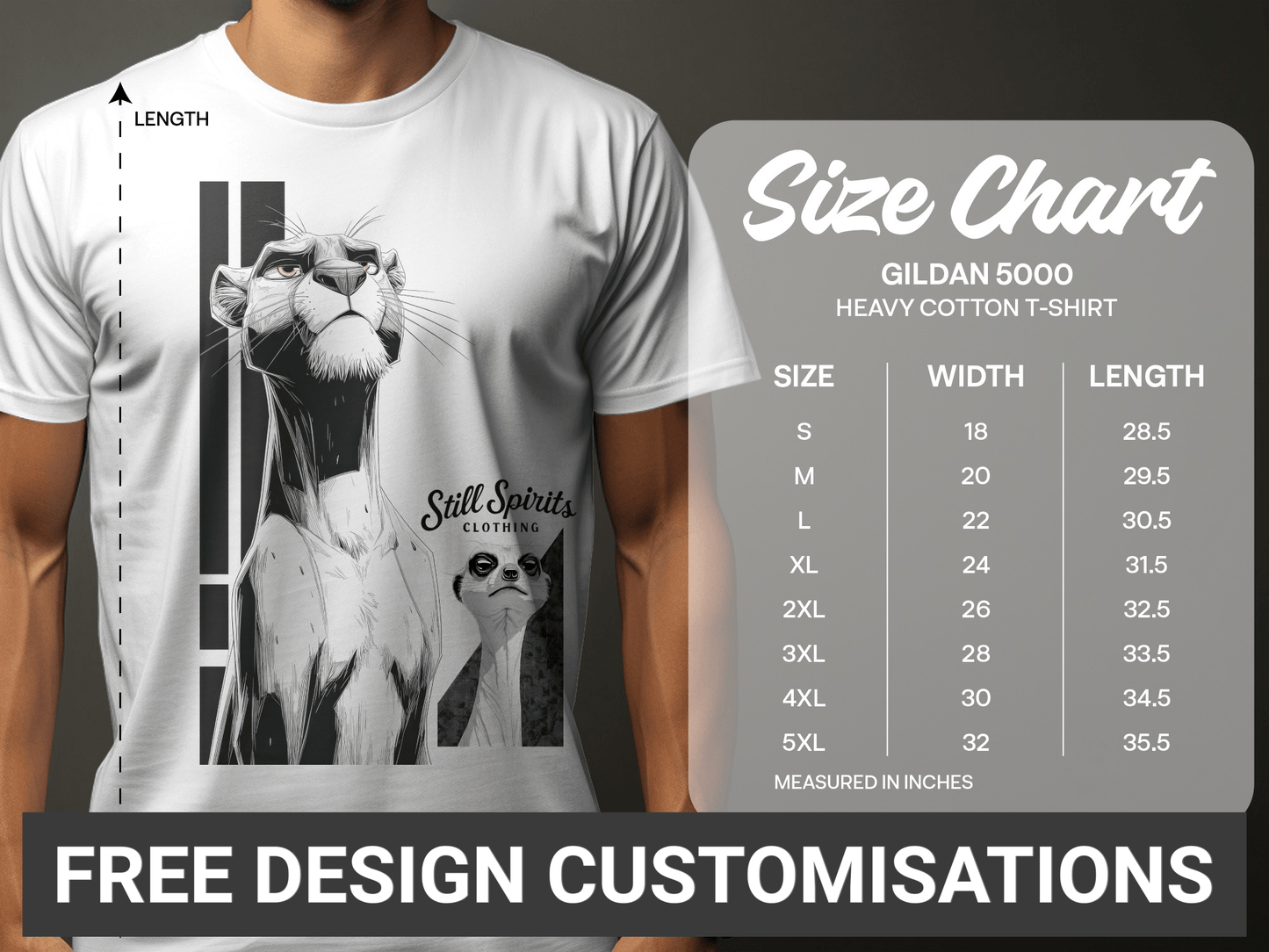 RMA APPAREL Panther Meerkat Graphic Unisex T-Shirt Sizes S - 5XL - Still Spirits White T-Shirt - RMA APPAREL - Roclla Media Apparel Store