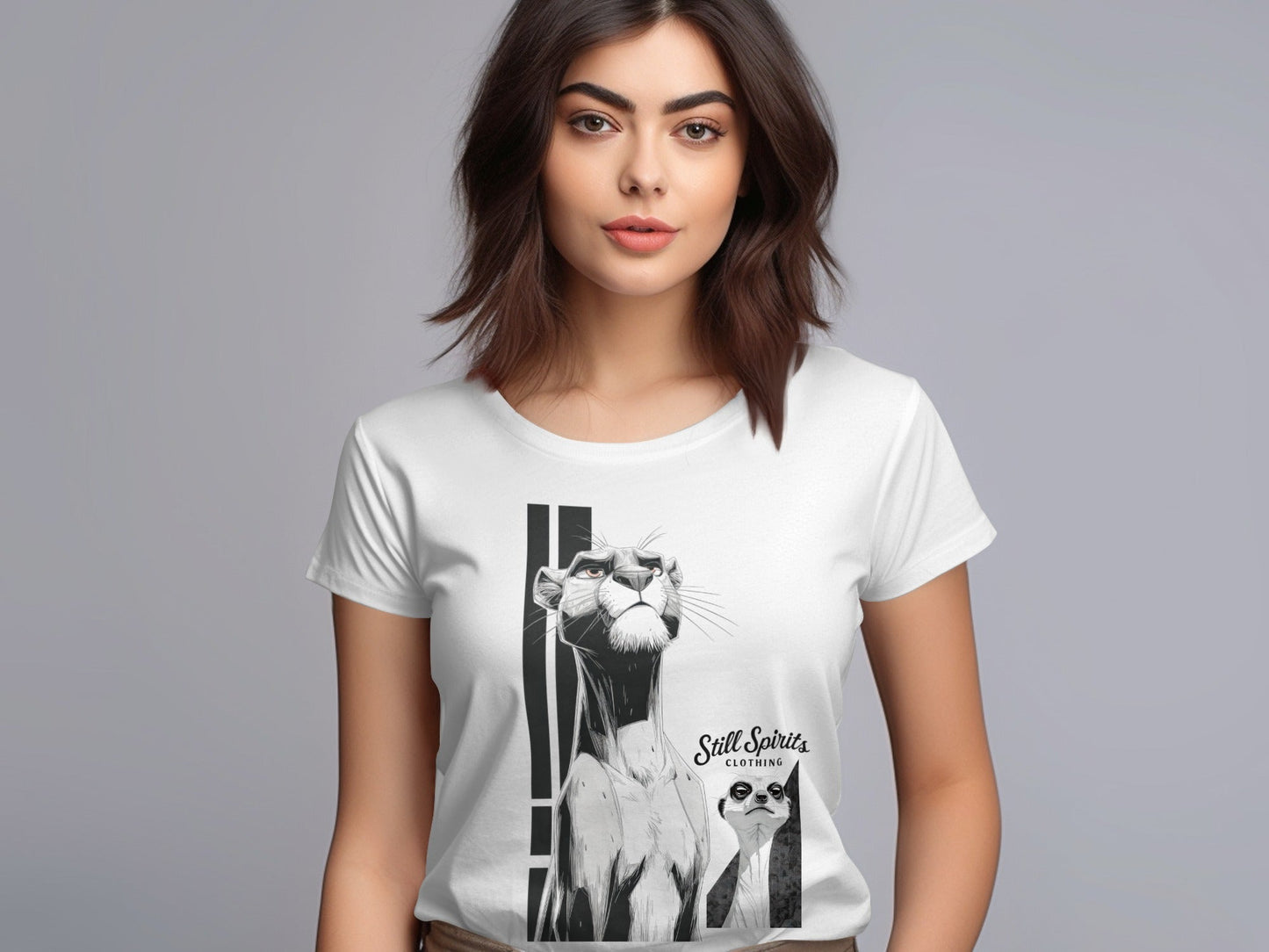 RMA APPAREL Panther Meerkat Graphic Unisex T-Shirt Sizes S - 5XL - Still Spirits White T-Shirt - RMA APPAREL - Roclla Media Apparel Store
