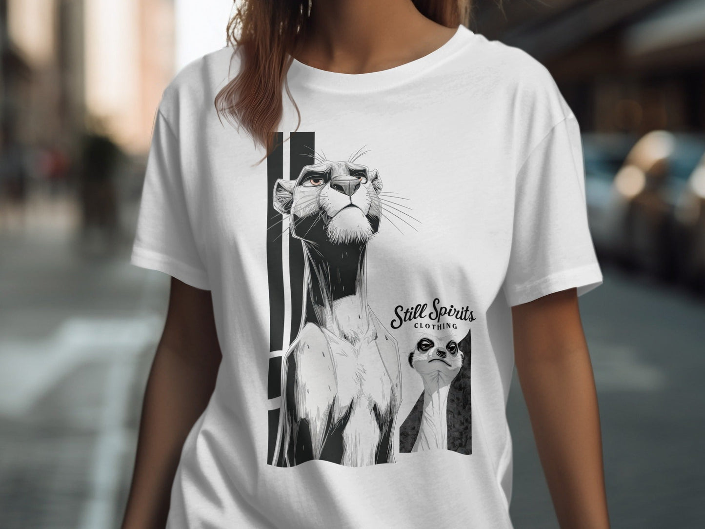 RMA APPAREL Panther Meerkat Graphic Unisex T-Shirt Sizes S - 5XL - Still Spirits White T-Shirt - RMA APPAREL - Roclla Media Apparel Store