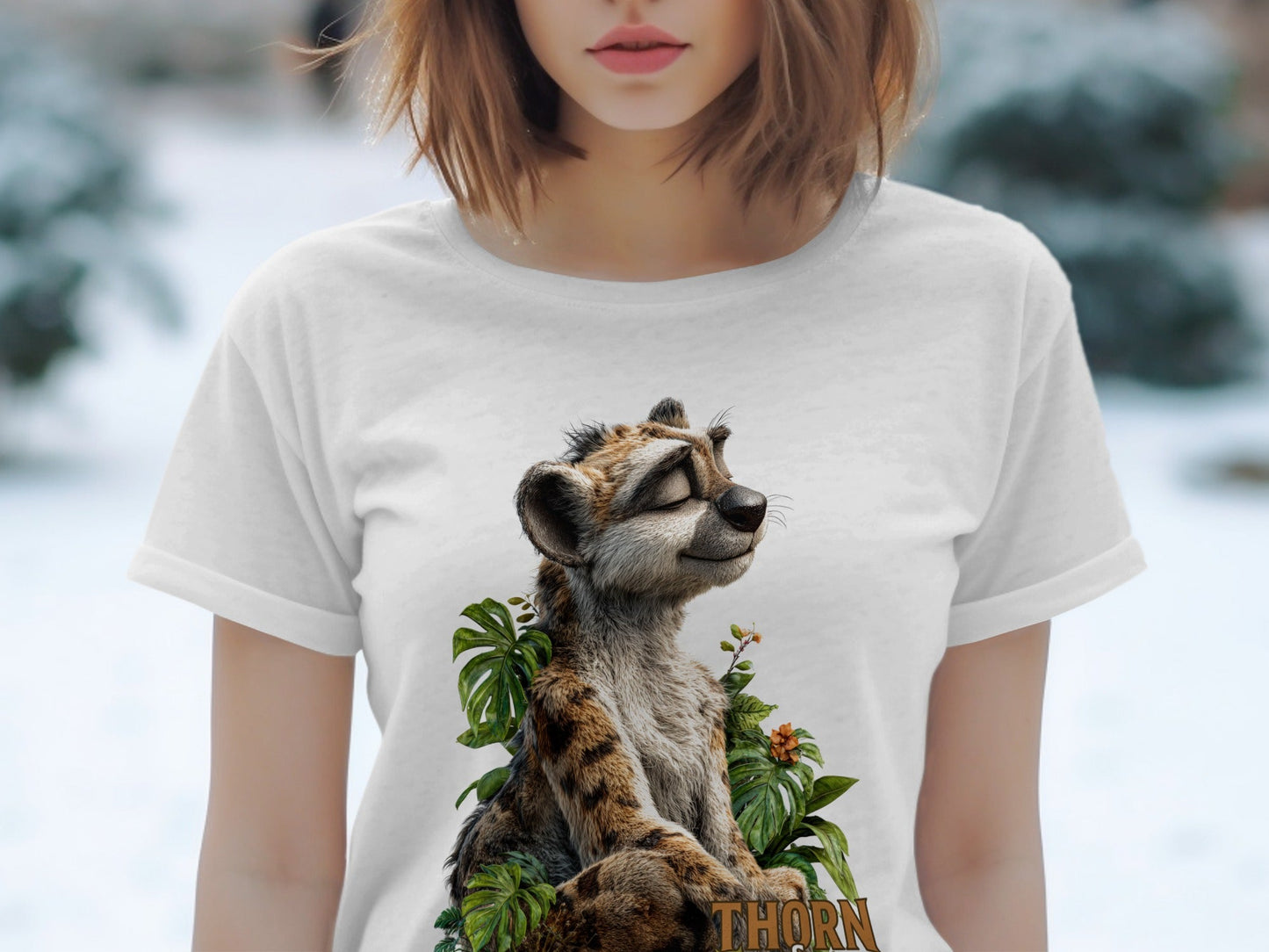 RMA APPAREL Peaceful Cheetah With Plants T-Shirt Sizes S - 5XL - Thorn & Claw White T-Shirts - RMA APPAREL - Roclla Media Apparel Store