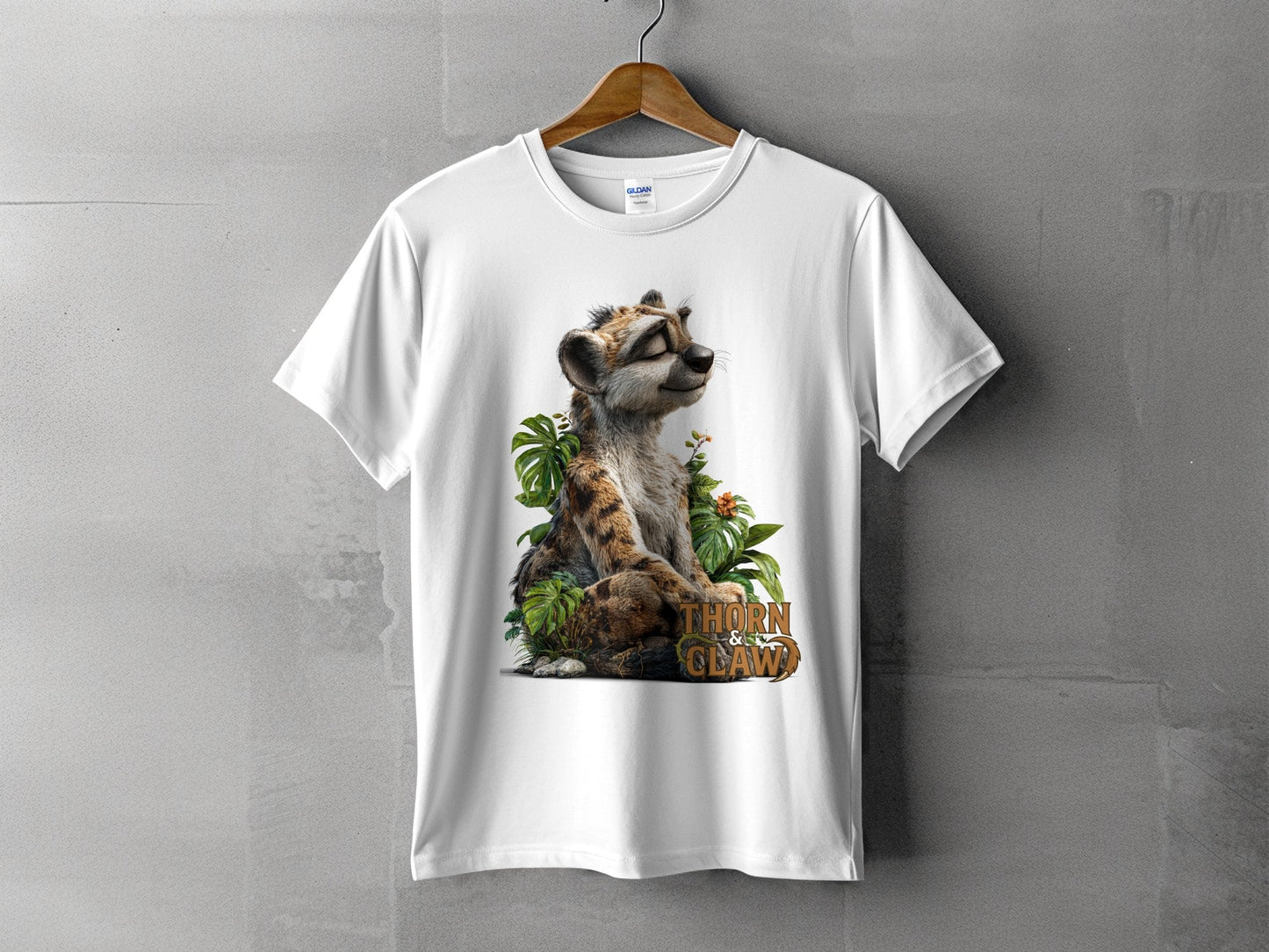 RMA APPAREL Peaceful Cheetah With Plants T-Shirt Sizes S - 5XL - Thorn & Claw White T-Shirts - RMA APPAREL - Roclla Media Apparel Store