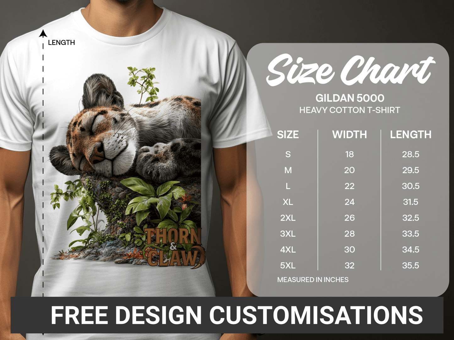 RMA APPAREL Sleeping Leopard Graphic Mens Womens T-Shirt - Thorn & Claw White T-Shirts - RMA APPAREL - Roclla Media Apparel Store