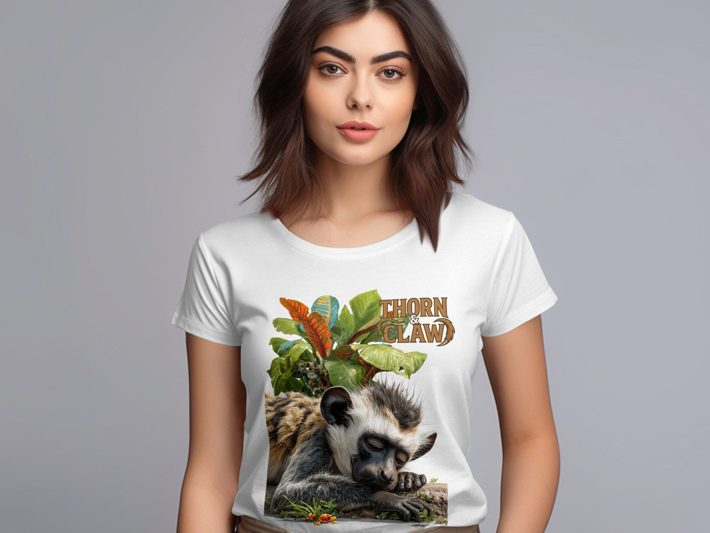 RMA APPAREL Sleeping Monkey Wildlife Unisex T-Shirt Sizes S - 5XL T-Shirt - Thorn & Claw White T-Shirts - RMA APPAREL - Roclla Media Apparel Store