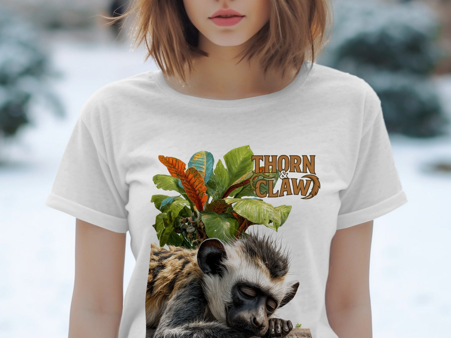 RMA APPAREL Sleeping Monkey Wildlife Unisex T-Shirt Sizes S - 5XL T-Shirt - Thorn & Claw White T-Shirts - RMA APPAREL - Roclla Media Apparel Store