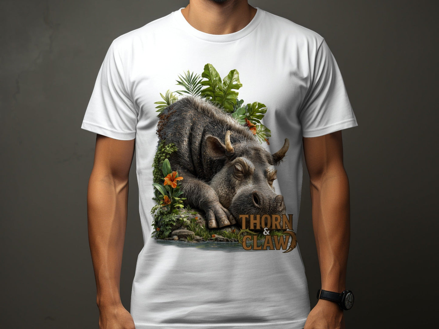 RMA APPAREL Sleeping Warthog Wildlife Unisex T-Shirt Sizes S - 5XL - Thorn & Claw White T-Shirts - RMA APPAREL - Roclla Media Apparel Store