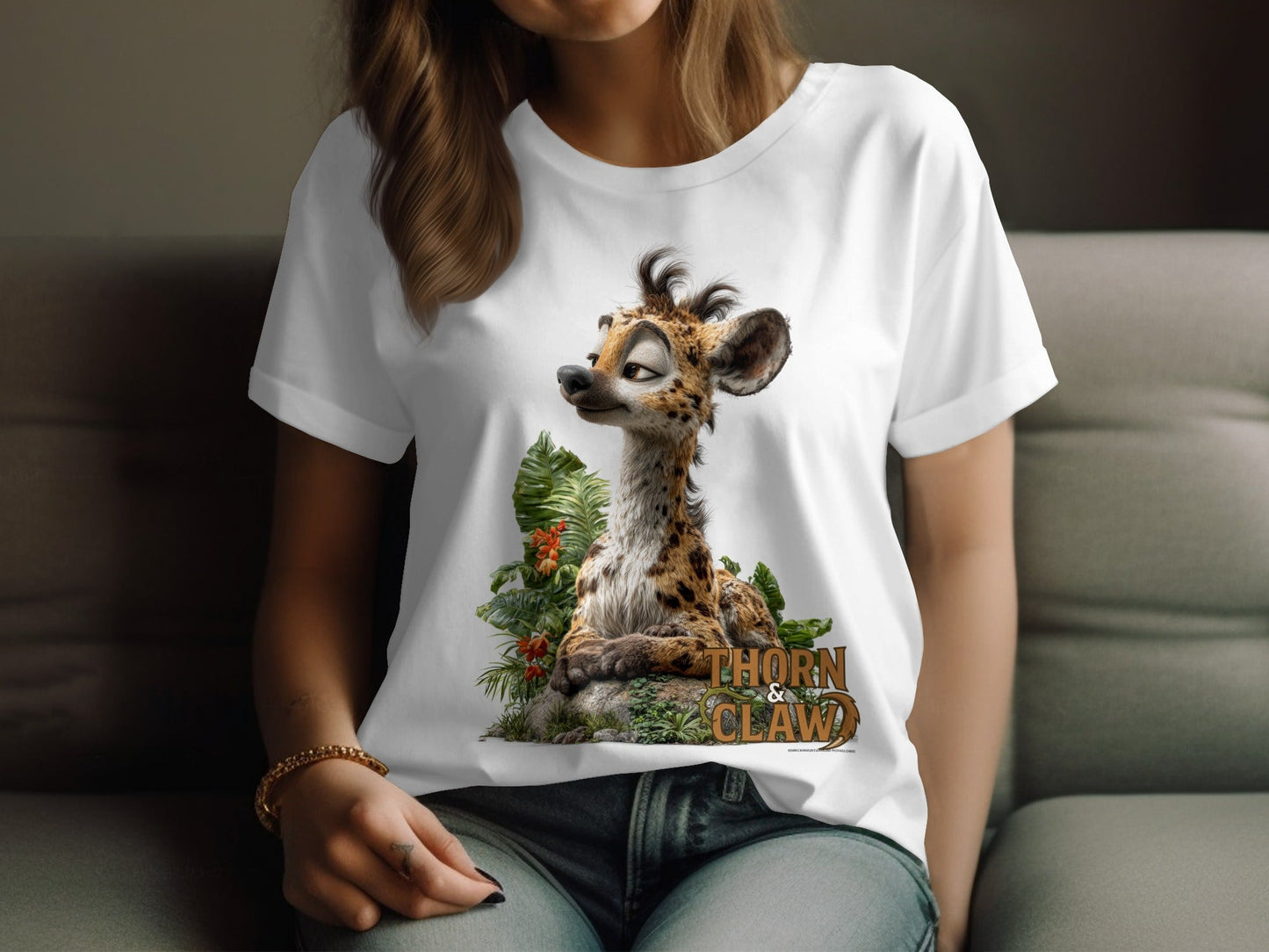 RMA APPAREL Thorn Claw Hyena Unisex T-Shirt Sizes S to 5XL T-Shirt - Thorn & Claw White T-Shirts - RMA APPAREL - Roclla Media Apparel Store