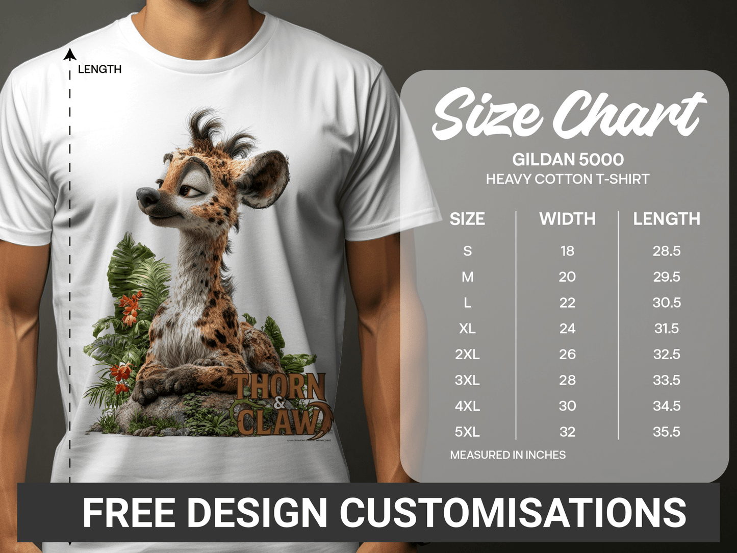 RMA APPAREL Thorn Claw Hyena Unisex T-Shirt Sizes S to 5XL T-Shirt - Thorn & Claw White T-Shirts - RMA APPAREL - Roclla Media Apparel Store