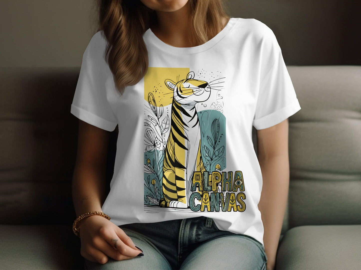 RMA APPAREL Tiger Alpha Canvas Graphic Unisex T-Shirt Sizes S - 5XL - DFTW - White T-Shirt - RMA APPAREL - Roclla Media Apparel Store