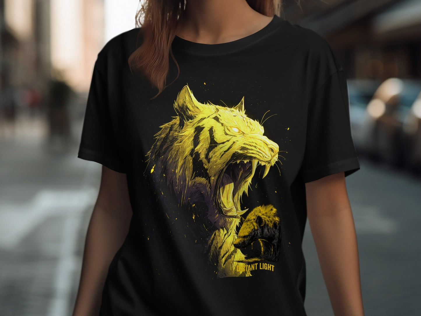 RMA APPAREL Tiger illustration Mammal Art Unisex T-Shirt - Distant Light White T-Shirts - RMA APPAREL - Roclla Media Apparel Store