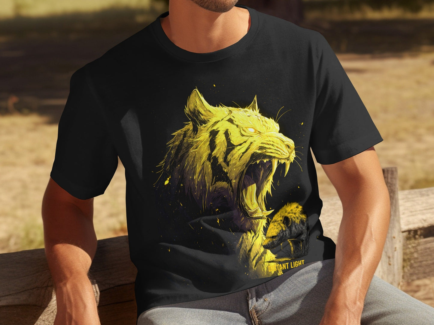 RMA APPAREL Tiger illustration Mammal Art Unisex T-Shirt - Distant Light White T-Shirts - RMA APPAREL - Roclla Media Apparel Store