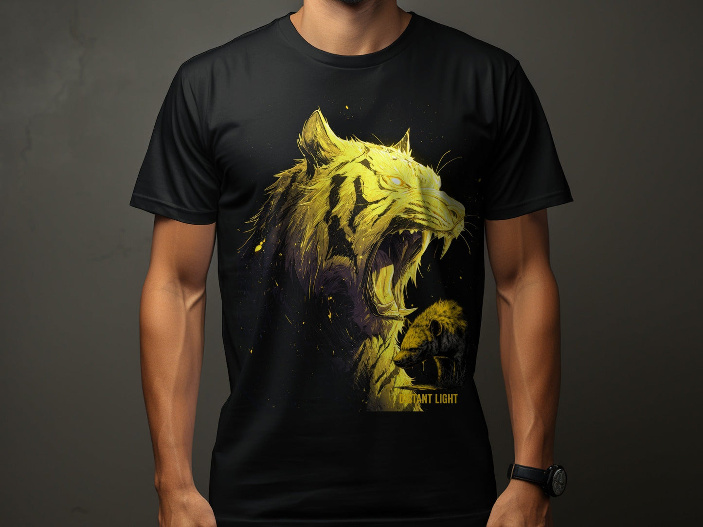 RMA APPAREL Tiger illustration Mammal Art Unisex T-Shirt - Distant Light White T-Shirts - RMA APPAREL - Roclla Media Apparel Store
