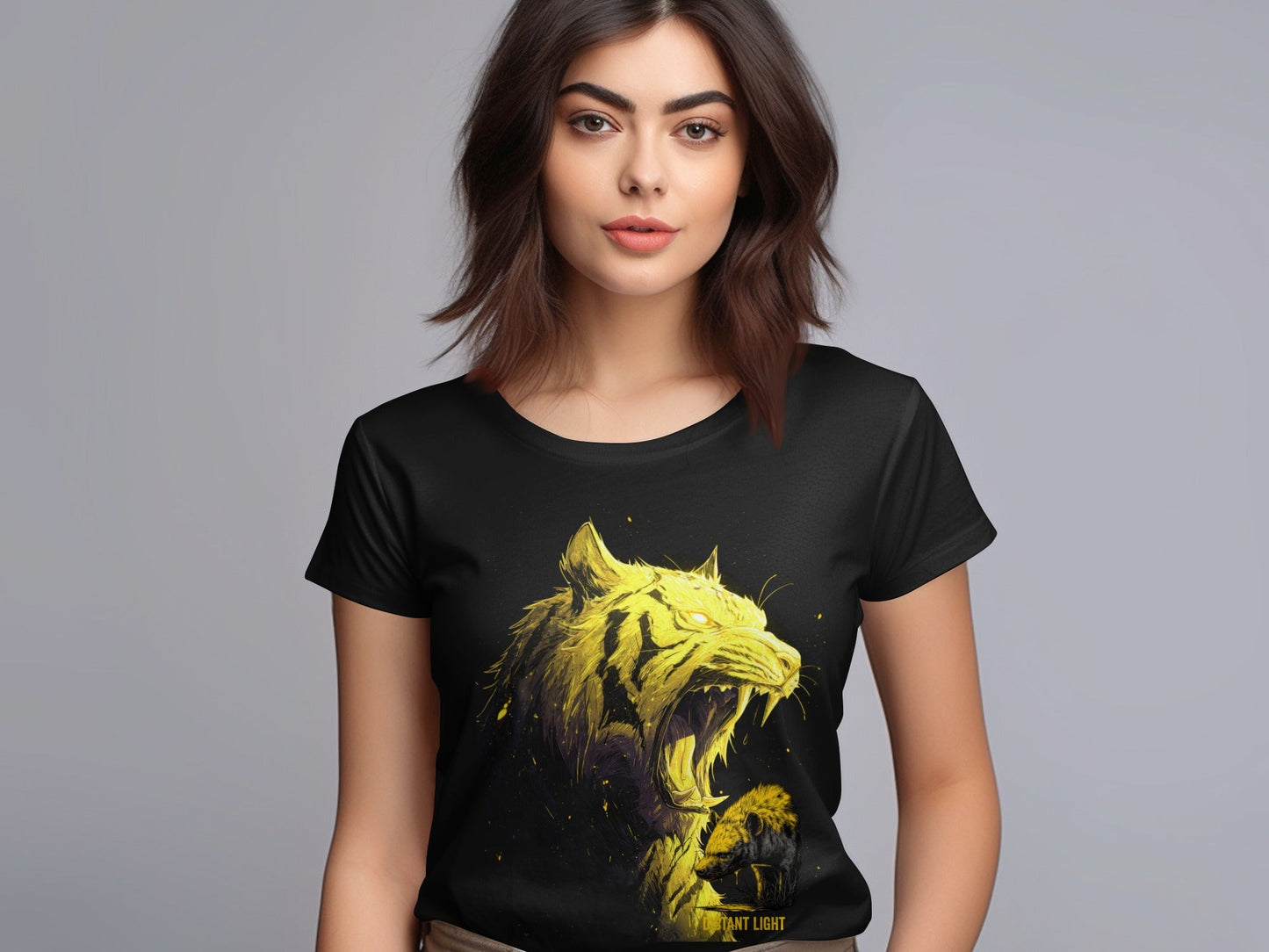 RMA APPAREL Tiger illustration Mammal Art Unisex T-Shirt - Distant Light White T-Shirts - RMA APPAREL - Roclla Media Apparel Store