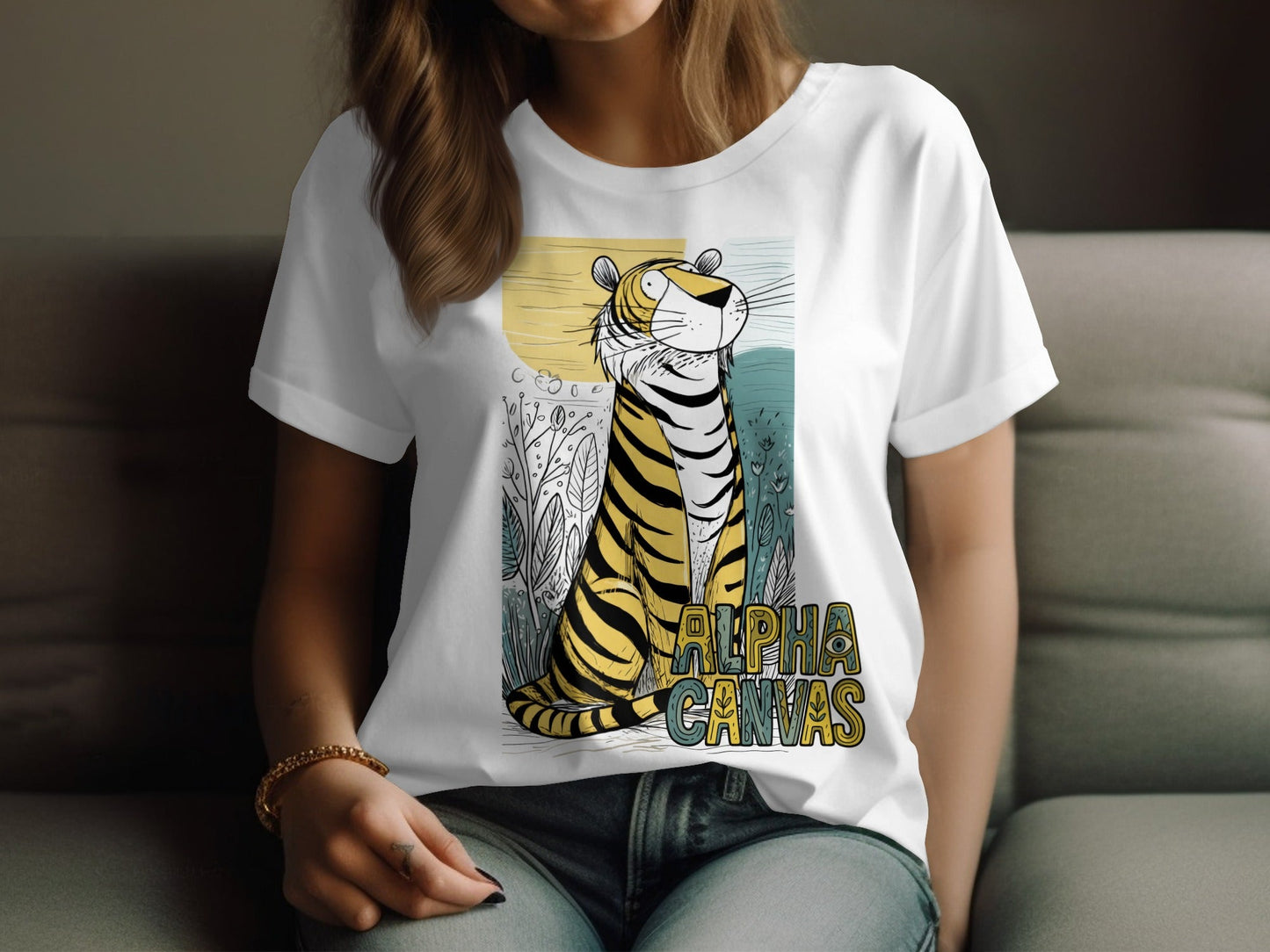 RMA APPAREL Tiger Illustration Mens Womens Unisex T-Shirt - DFTW - White T-Shirt - RMA APPAREL - Roclla Media Apparel Store