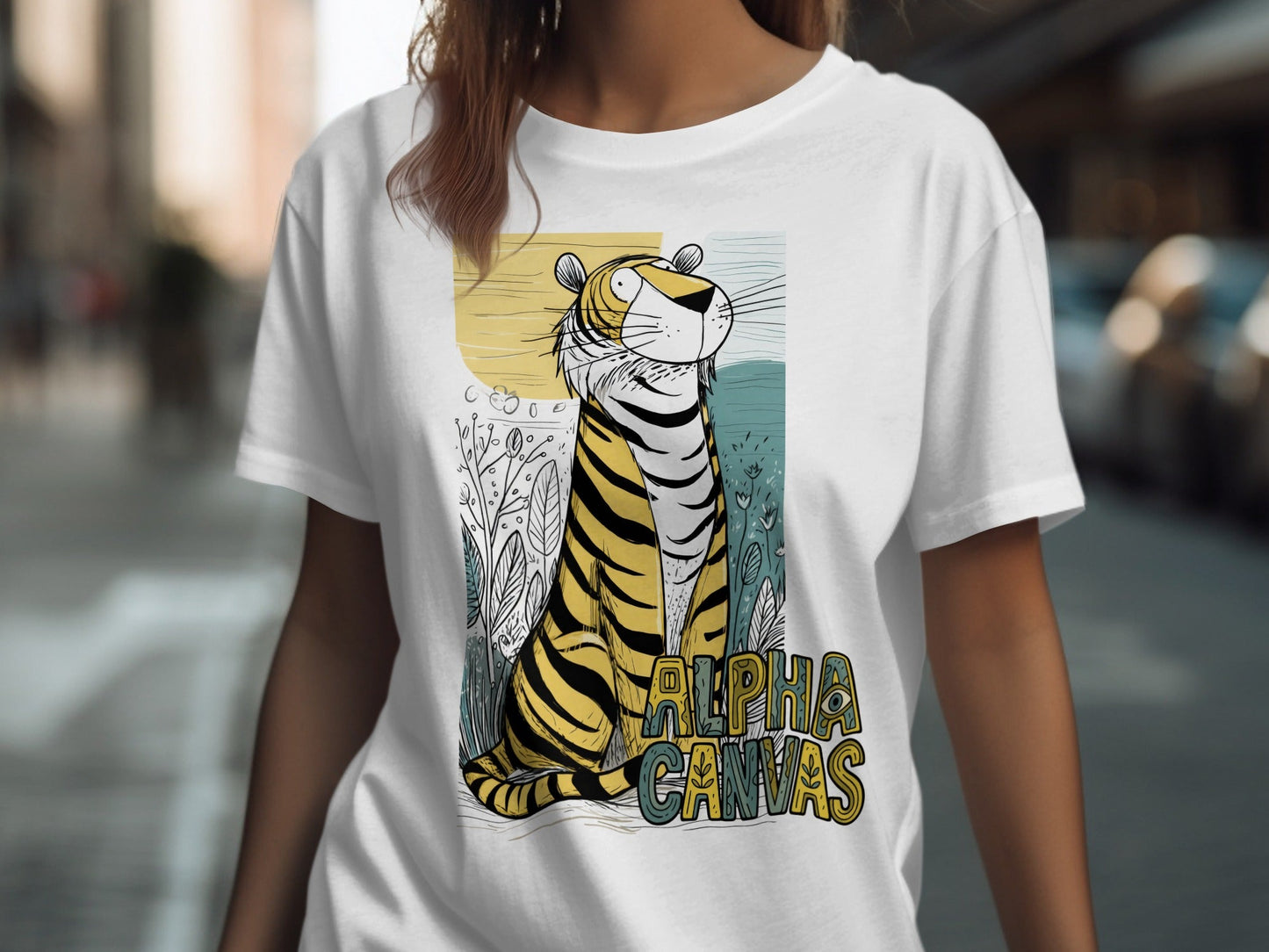 RMA APPAREL Tiger Illustration Mens Womens Unisex T-Shirt - DFTW - White T-Shirt - RMA APPAREL - Roclla Media Apparel Store
