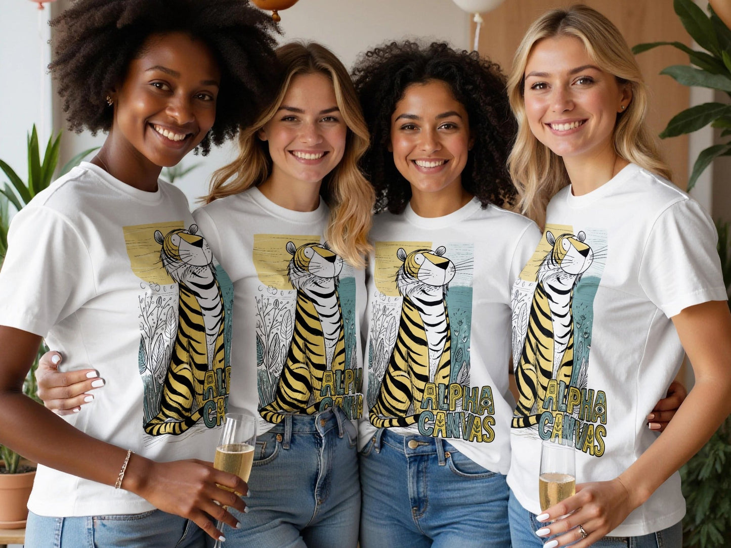 RMA APPAREL Tiger Illustration Mens Womens Unisex T-Shirt - DFTW - White T-Shirt - RMA APPAREL - Roclla Media Apparel Store