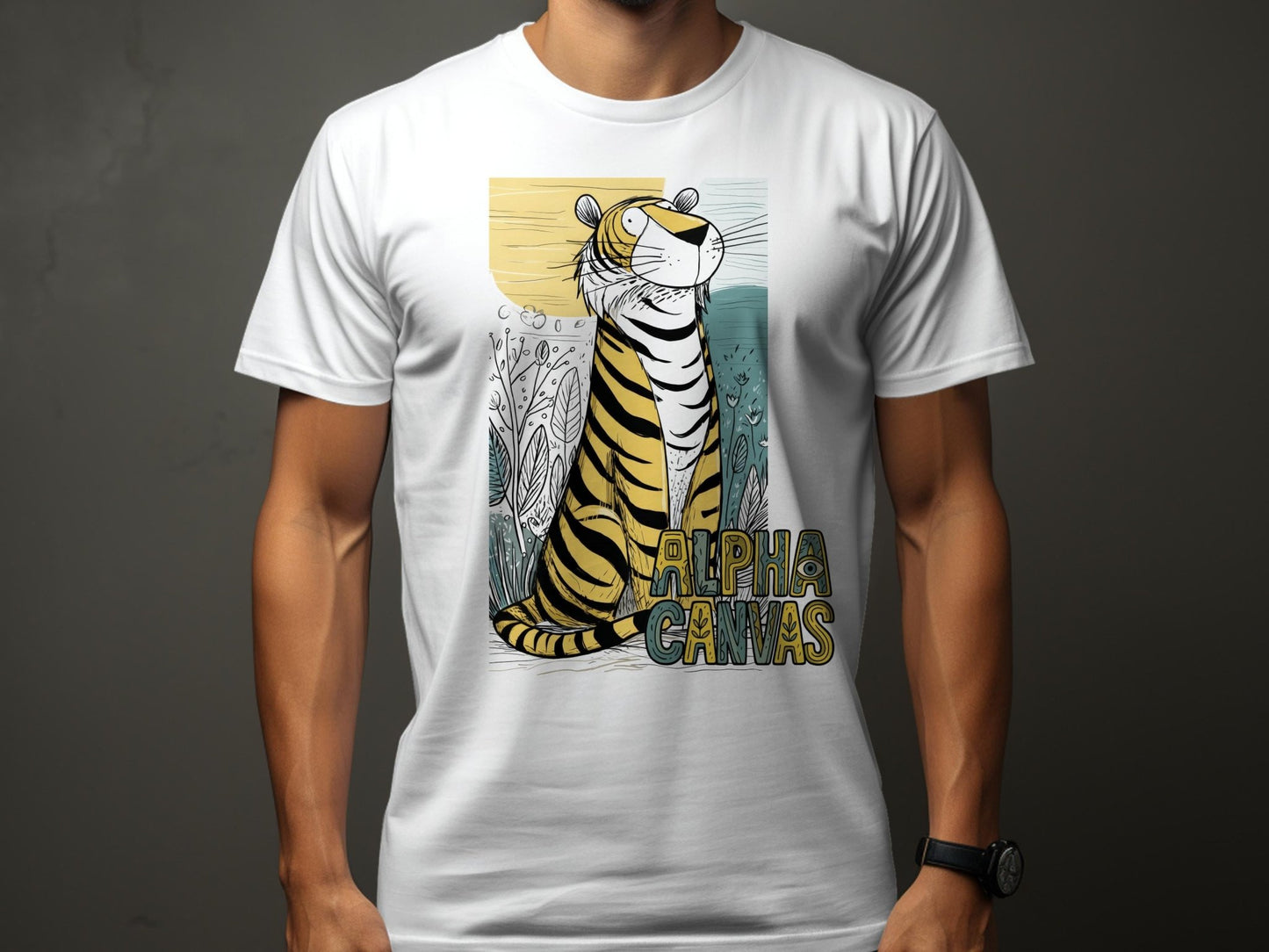 RMA APPAREL Tiger Illustration Mens Womens Unisex T-Shirt - DFTW - White T-Shirt - RMA APPAREL - Roclla Media Apparel Store