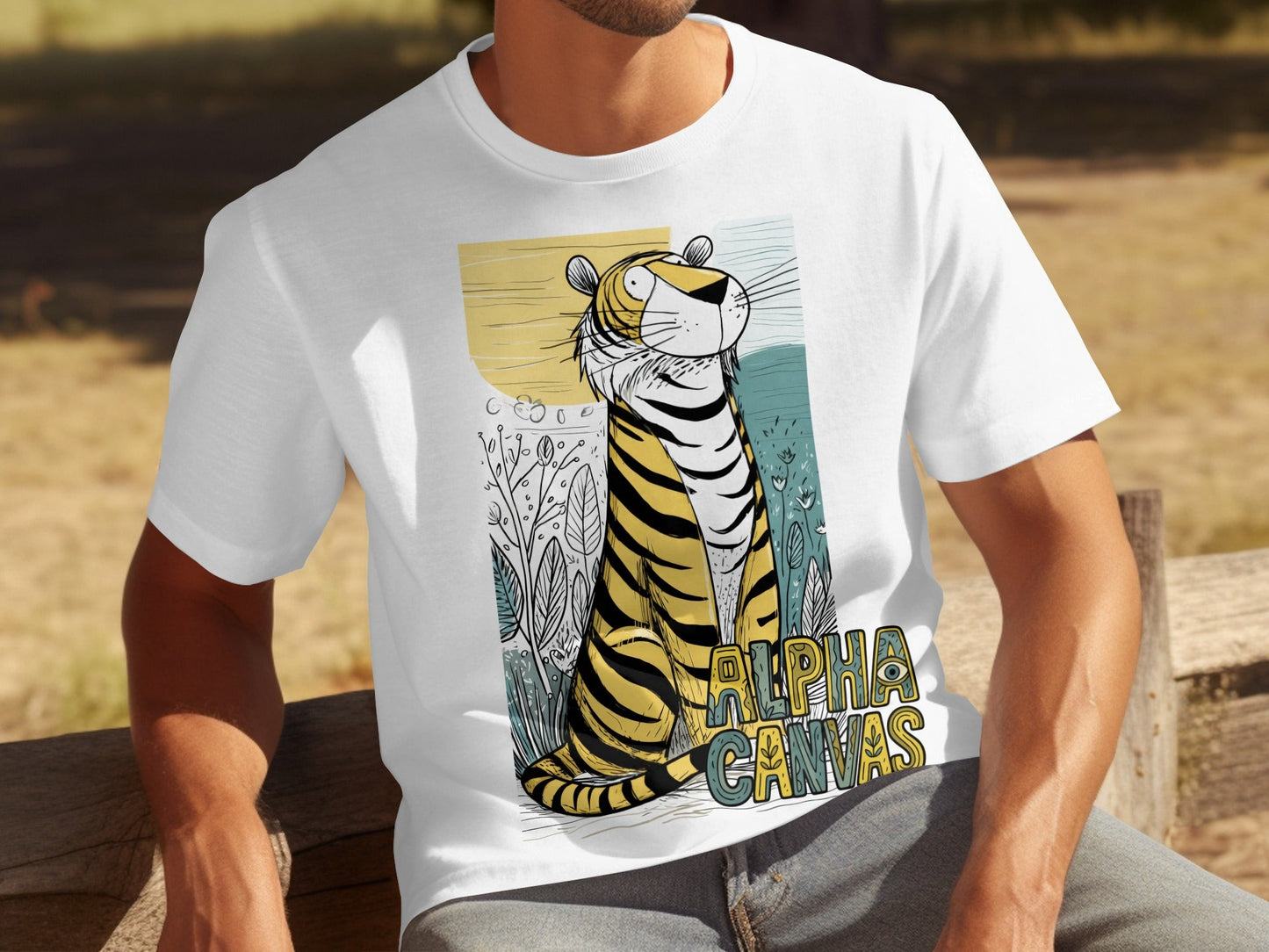RMA APPAREL Tiger Illustration Mens Womens Unisex T-Shirt - DFTW - White T-Shirt - RMA APPAREL - Roclla Media Apparel Store