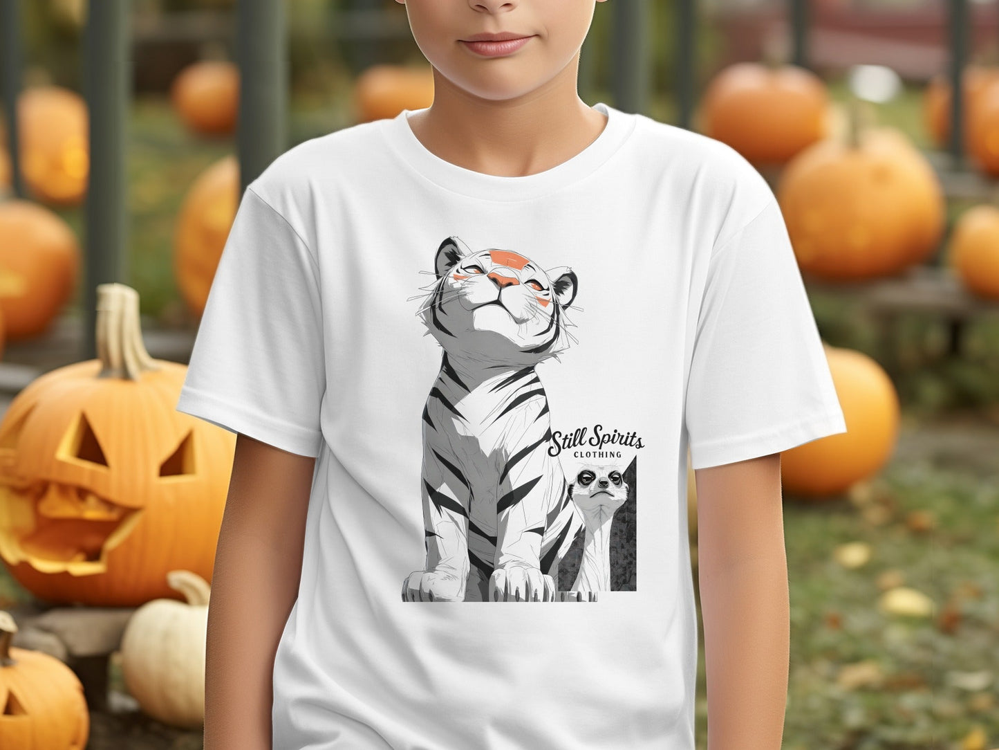 RMA APPAREL Tiger Meerkat Wildlife Unisex T-Shirt Sizes S - 5XL - Still Spirits White T-Shirt - RMA APPAREL - Roclla Media Apparel Store