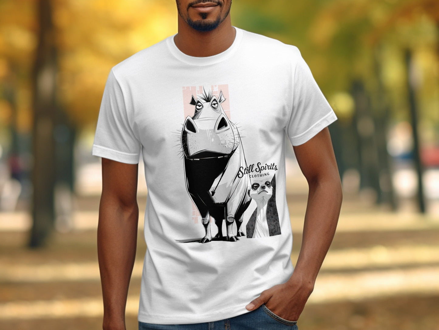 RMA APPAREL Warthog Meerkat Wildlife Unisex T-Shirt Sizes 5XL - Still Spirits White T-Shirt - RMA APPAREL - Roclla Media Apparel Store