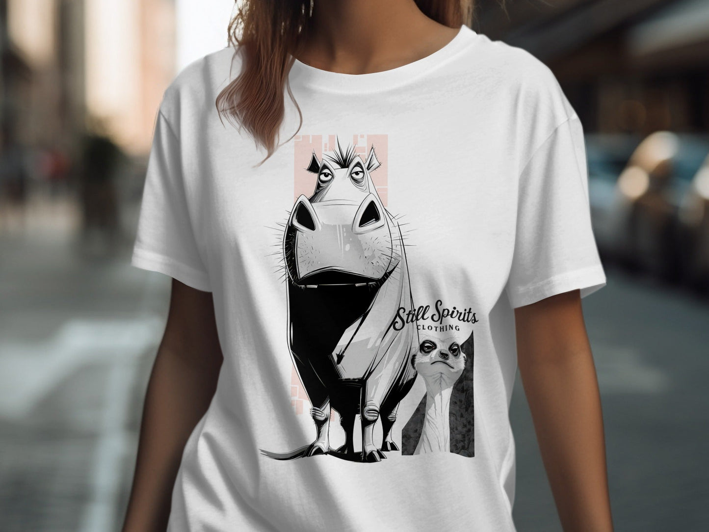 RMA APPAREL Warthog Meerkat Wildlife Unisex T-Shirt Sizes 5XL - Still Spirits White T-Shirt - RMA APPAREL - Roclla Media Apparel Store