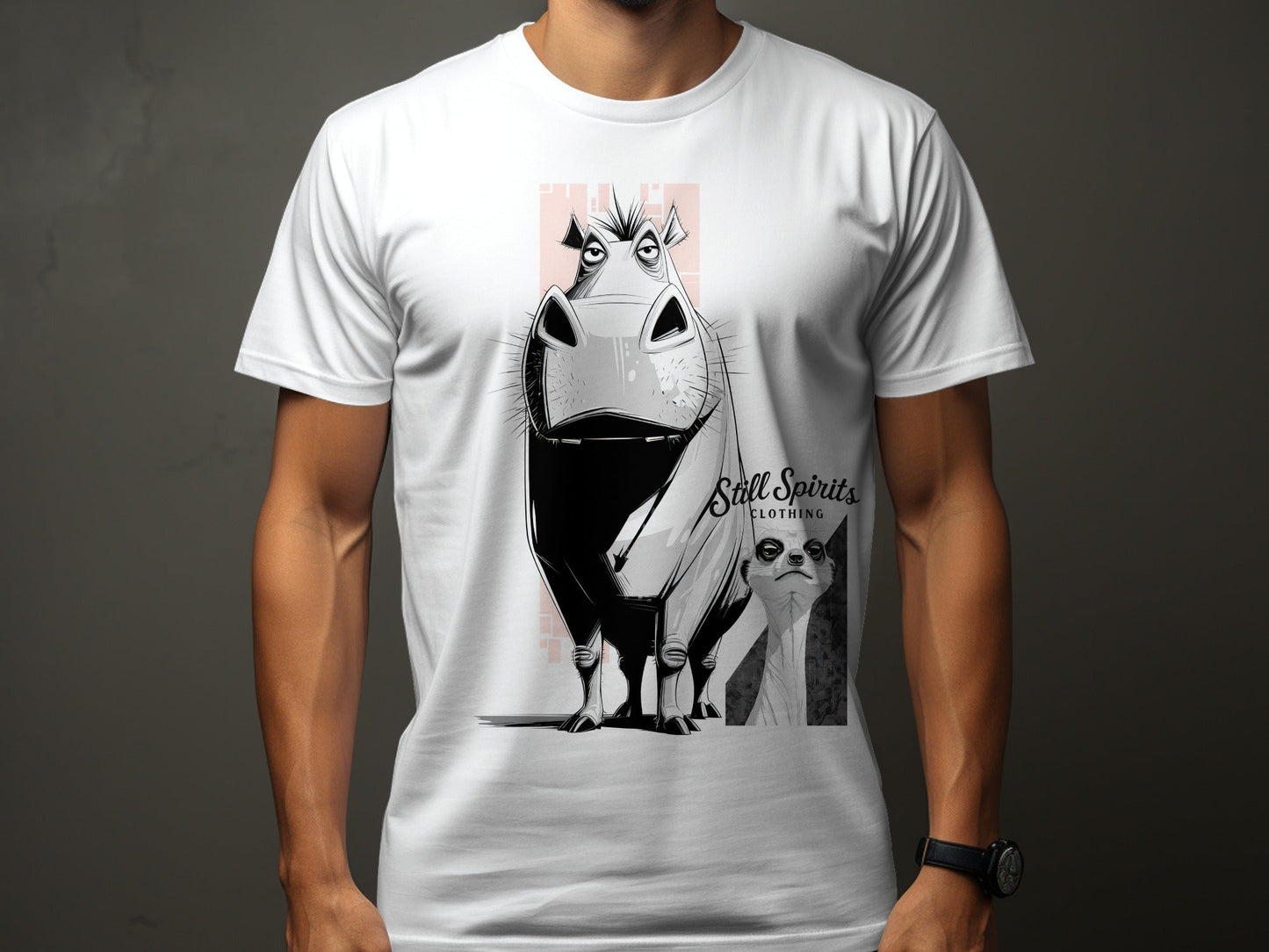 RMA APPAREL Warthog Meerkat Wildlife Unisex T-Shirt Sizes 5XL - Still Spirits White T-Shirt - RMA APPAREL - Roclla Media Apparel Store