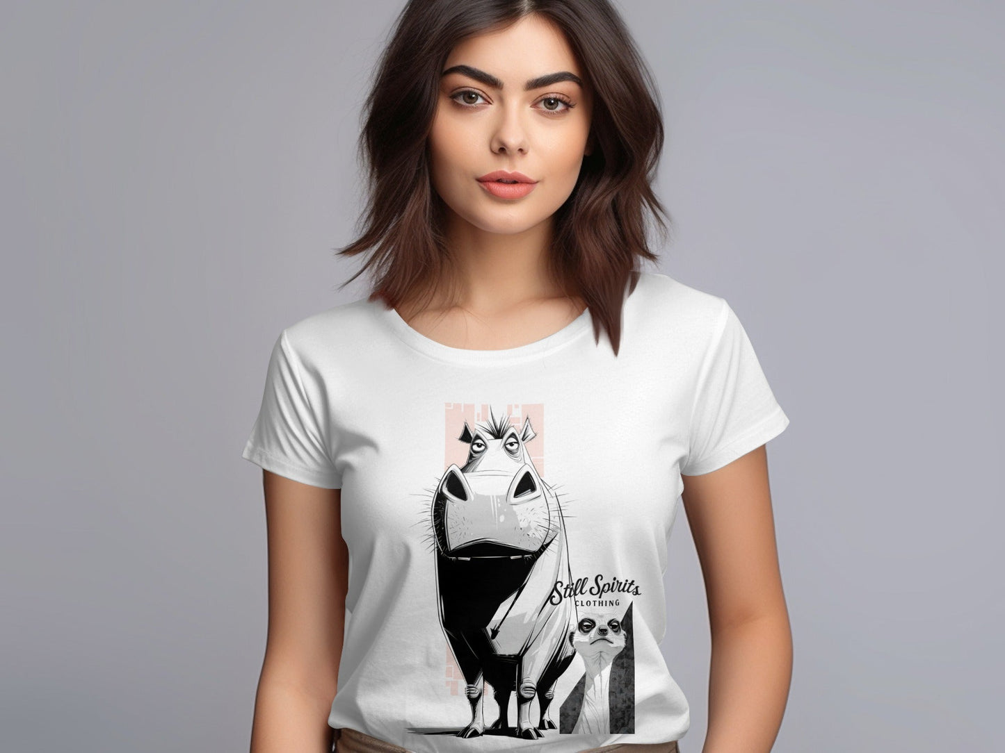 RMA APPAREL Warthog Meerkat Wildlife Unisex T-Shirt Sizes 5XL - Still Spirits White T-Shirt - RMA APPAREL - Roclla Media Apparel Store