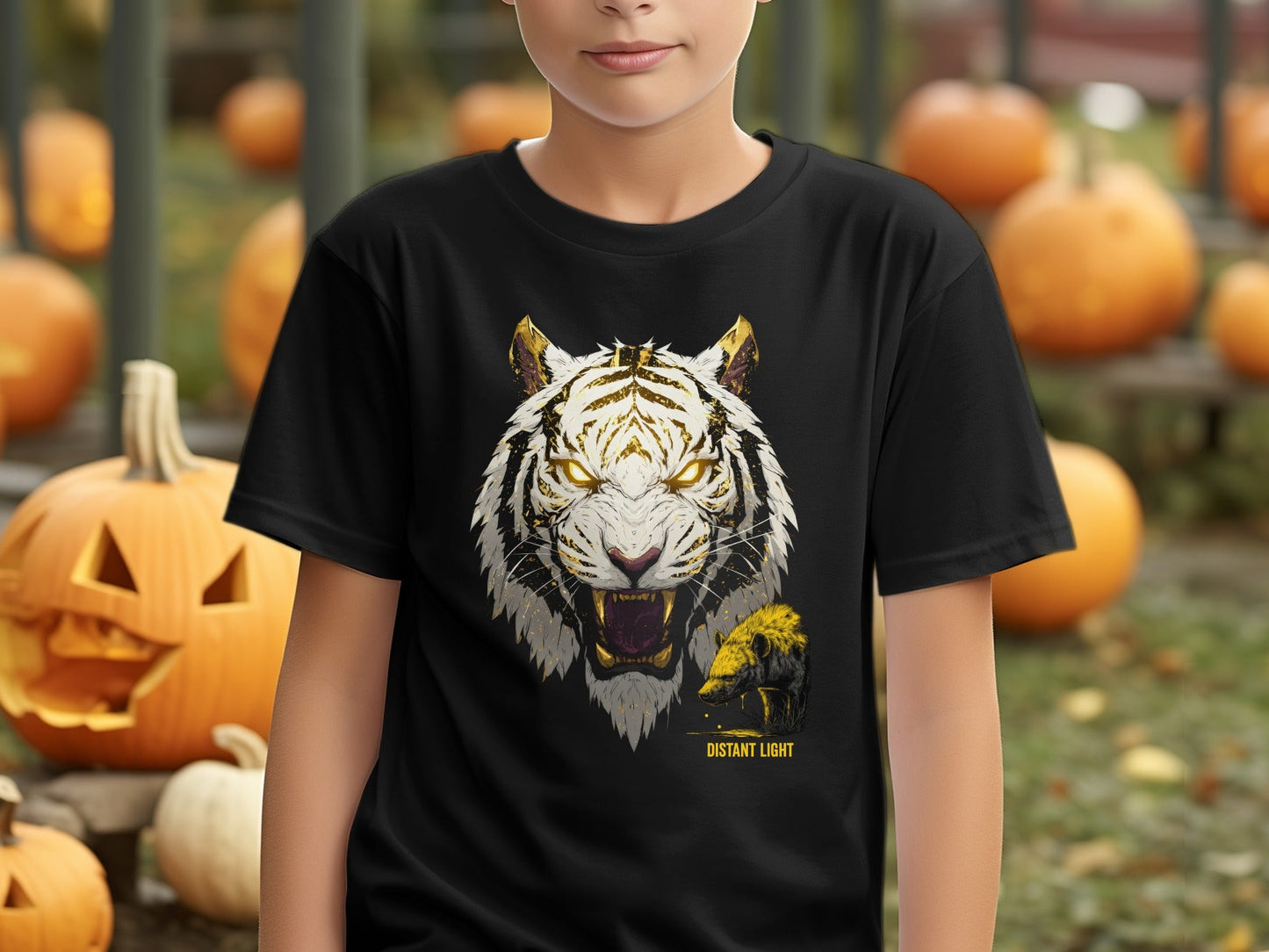 RMA APPAREL White Tiger Golden Illustration Art Unisex T-Shirt Product Type - Distant Light White T-Shirts - RMA APPAREL - Roclla Media Apparel Store