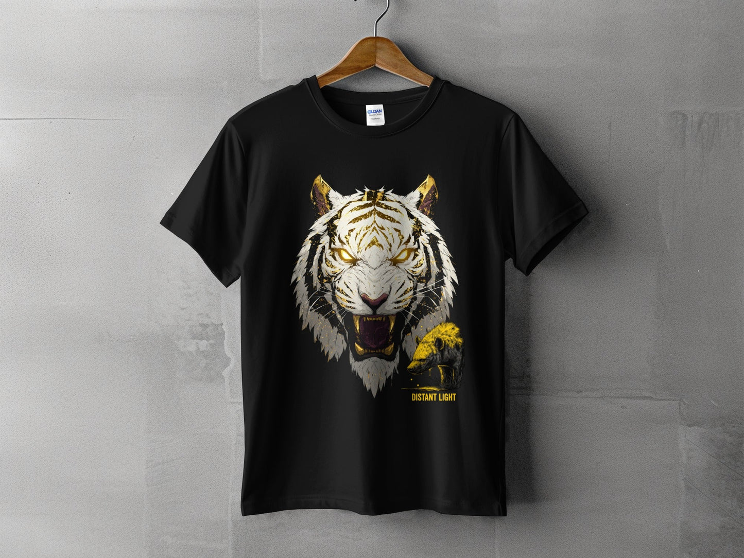 RMA APPAREL White Tiger Golden Illustration Art Unisex T-Shirt Product Type - Distant Light White T-Shirts - RMA APPAREL - Roclla Media Apparel Store