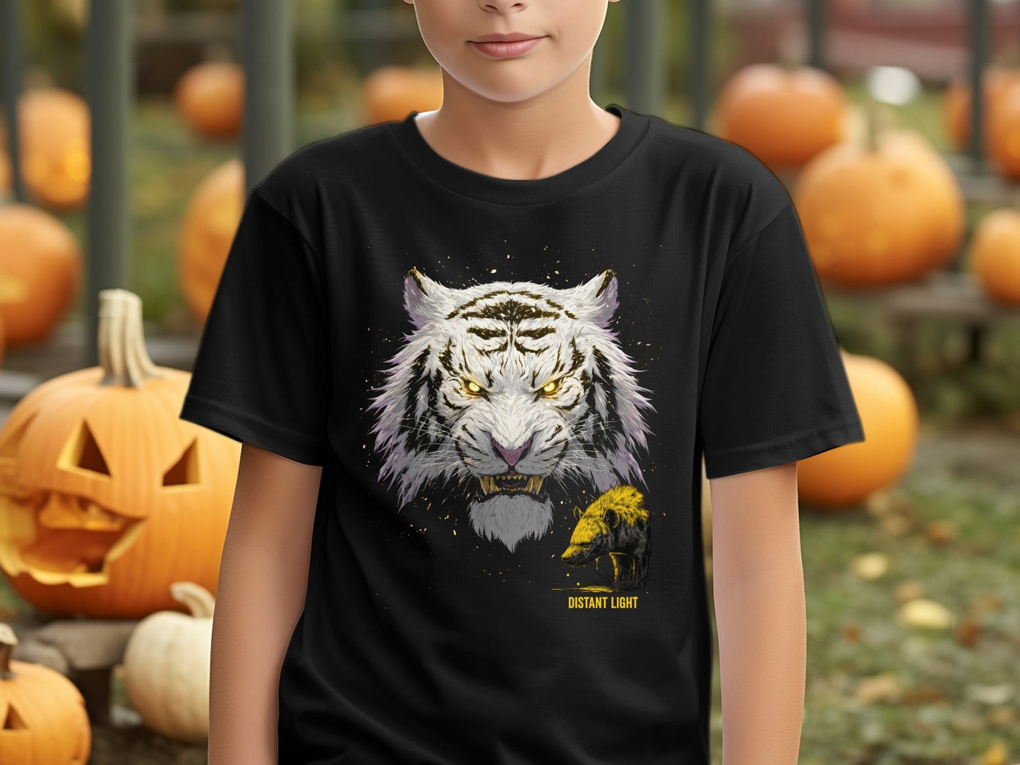 RMA APPAREL White Tiger Mammal Art Unisex T-Shirt Sizes - Distant Light White T-Shirts - RMA APPAREL - Roclla Media Apparel Store