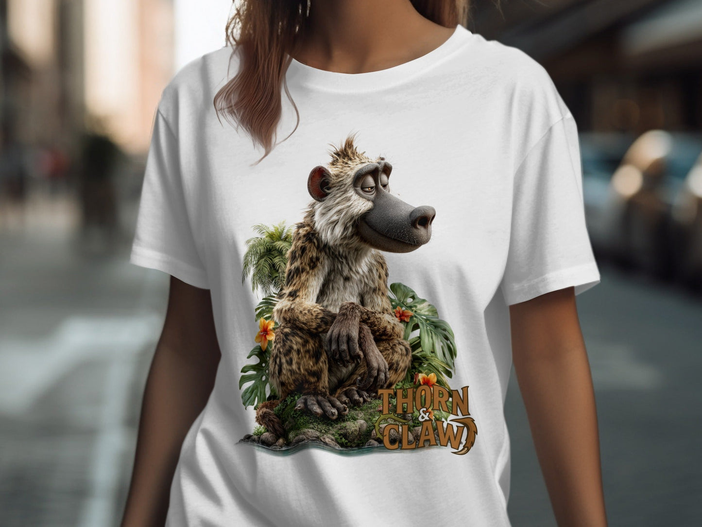 RMA APPAREL Wildlife Baboon Graphic Unisex T-Shirt Sizes S - 5XL T-Shirt - Thorn & Claw White T-Shirts - RMA APPAREL - Roclla Media Apparel Store