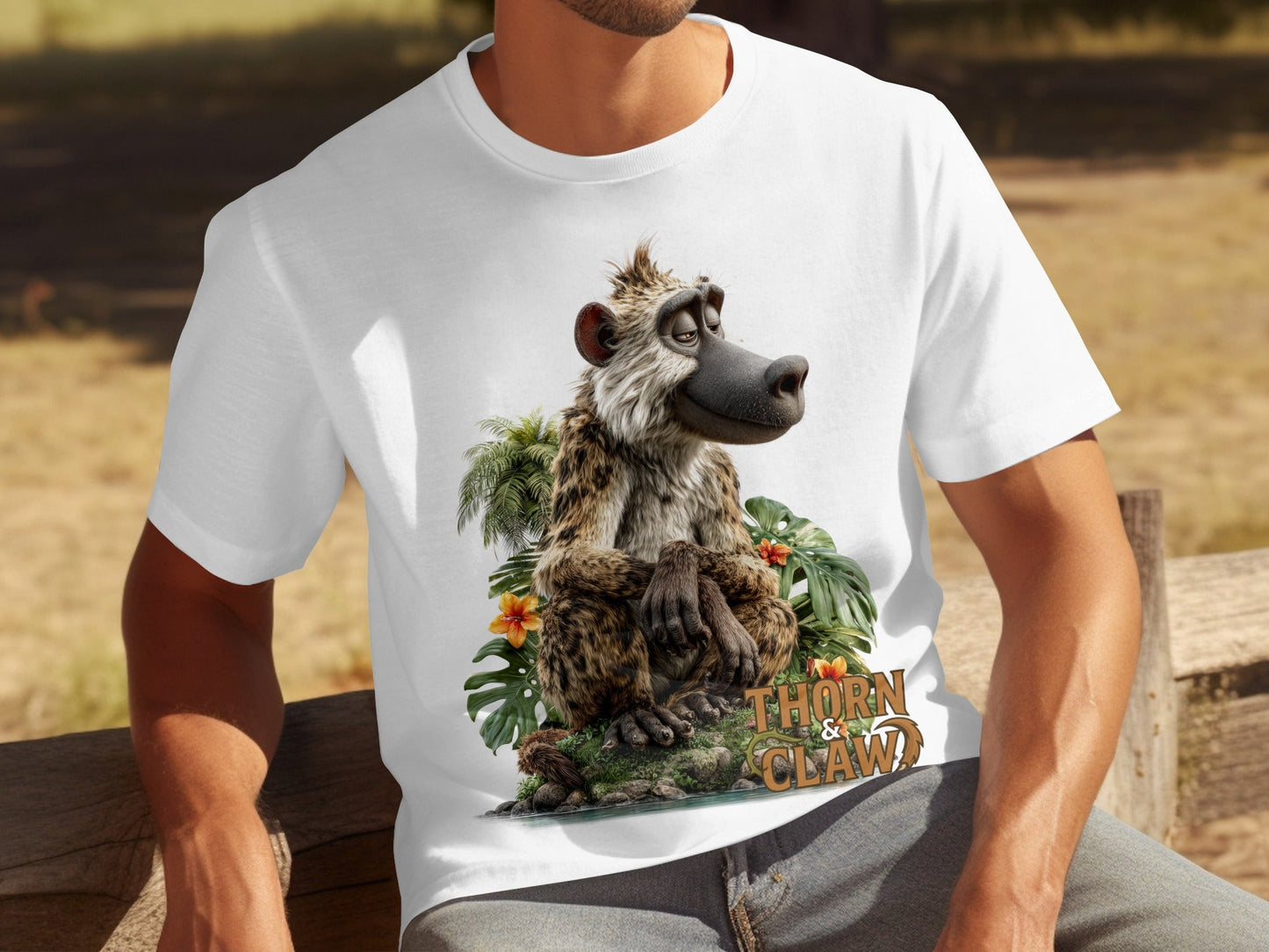 RMA APPAREL Wildlife Baboon Graphic Unisex T-Shirt Sizes S - 5XL T-Shirt - Thorn & Claw White T-Shirts - RMA APPAREL - Roclla Media Apparel Store