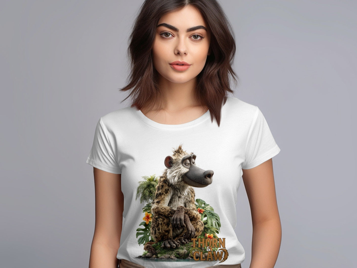 RMA APPAREL Wildlife Baboon Graphic Unisex T-Shirt Sizes S - 5XL T-Shirt - Thorn & Claw White T-Shirts - RMA APPAREL - Roclla Media Apparel Store