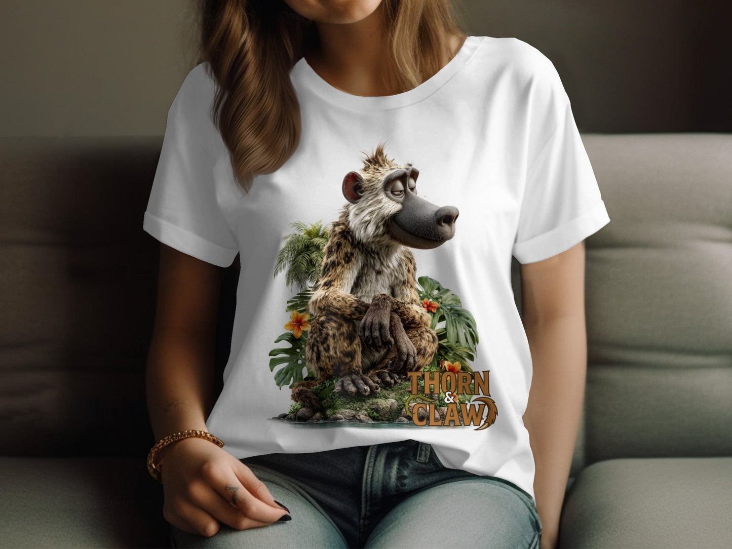 RMA APPAREL Wildlife Baboon Graphic Unisex T-Shirt Sizes S - 5XL T-Shirt - Thorn & Claw White T-Shirts - RMA APPAREL - Roclla Media Apparel Store