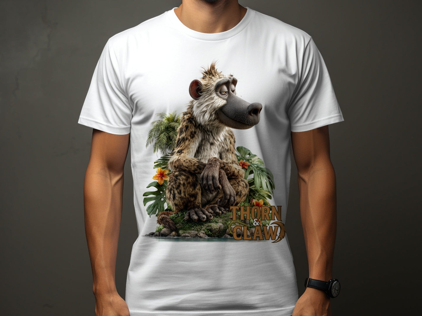 RMA APPAREL Wildlife Baboon Graphic Unisex T-Shirt Sizes S - 5XL T-Shirt - Thorn & Claw White T-Shirts - RMA APPAREL - Roclla Media Apparel Store