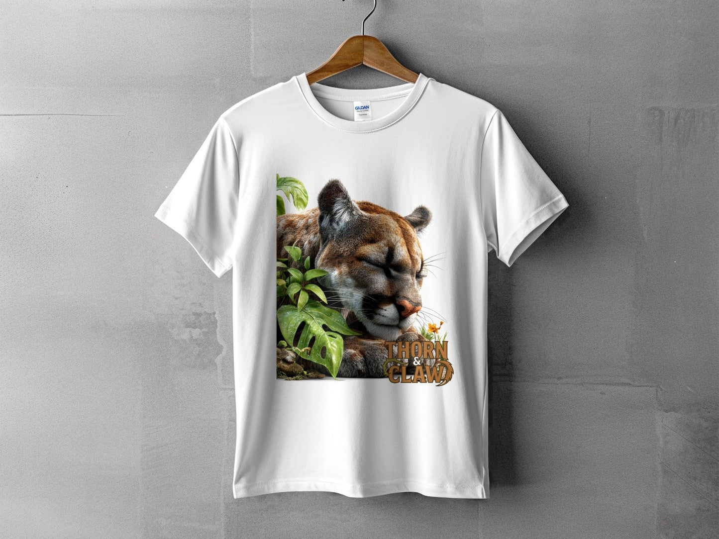 RMA APPAREL Wildlife Cougar Sizes S to 5XL Unisex T-Shirt - Thorn & Claw White T-Shirts - RMA APPAREL - Roclla Media Apparel Store