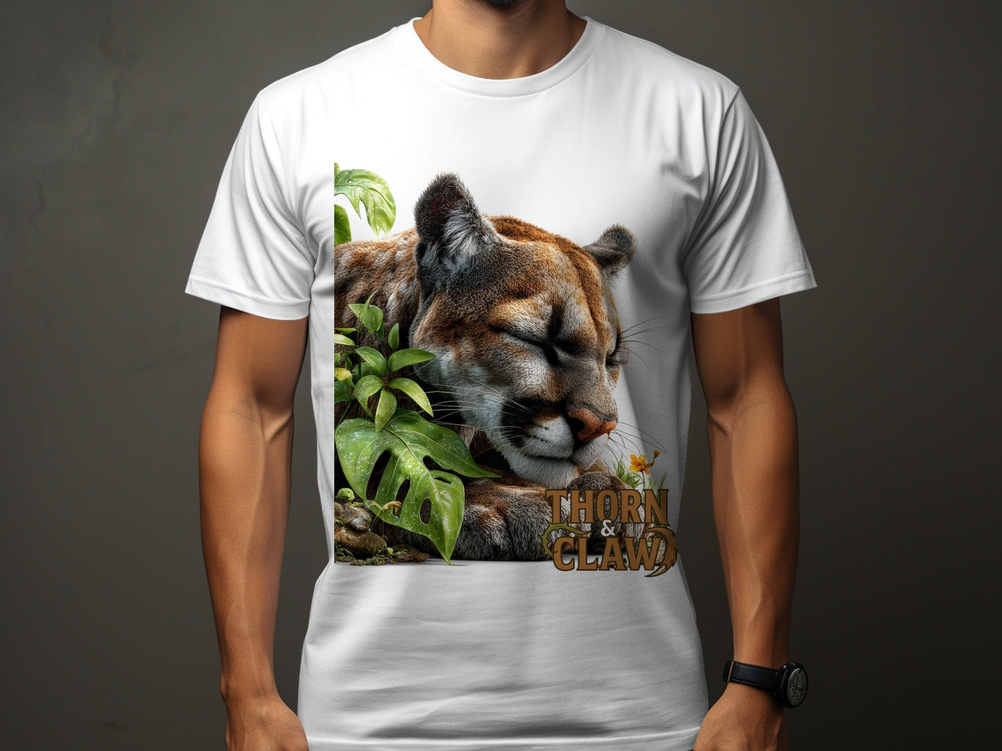 RMA APPAREL Wildlife Cougar Sizes S to 5XL Unisex T-Shirt - Thorn & Claw White T-Shirts - RMA APPAREL - Roclla Media Apparel Store