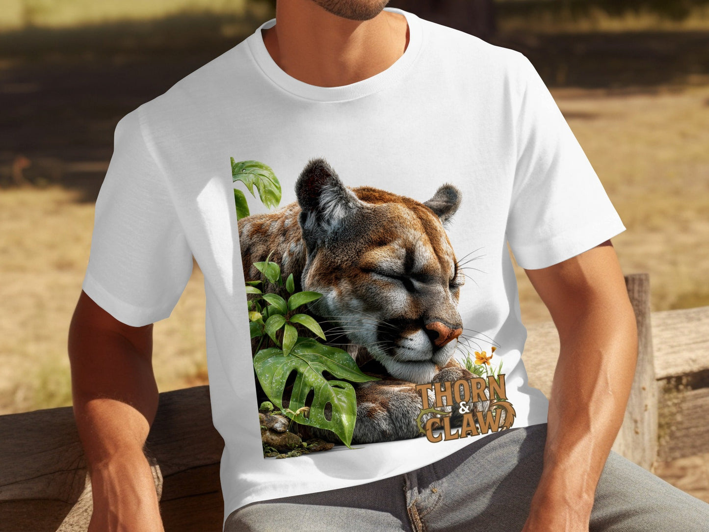 RMA APPAREL Wildlife Cougar Sizes S to 5XL Unisex T-Shirt - Thorn & Claw White T-Shirts - RMA APPAREL - Roclla Media Apparel Store
