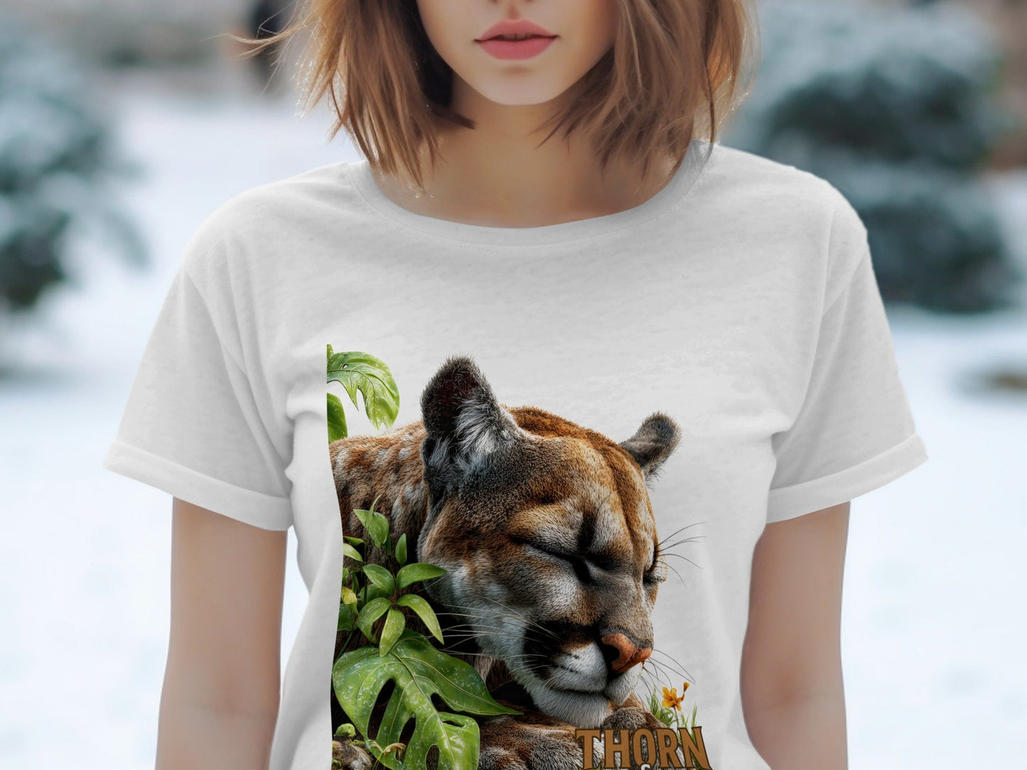 RMA APPAREL Wildlife Cougar Sizes S to 5XL Unisex T-Shirt - Thorn & Claw White T-Shirts - RMA APPAREL - Roclla Media Apparel Store