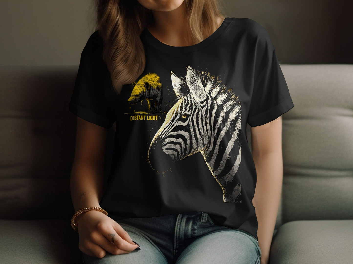 RMA APPAREL Zebra illustration Mammal Art Unisex Sizes T-Shirt - Distant Light White T-Shirts - RMA APPAREL - Roclla Media Apparel Store