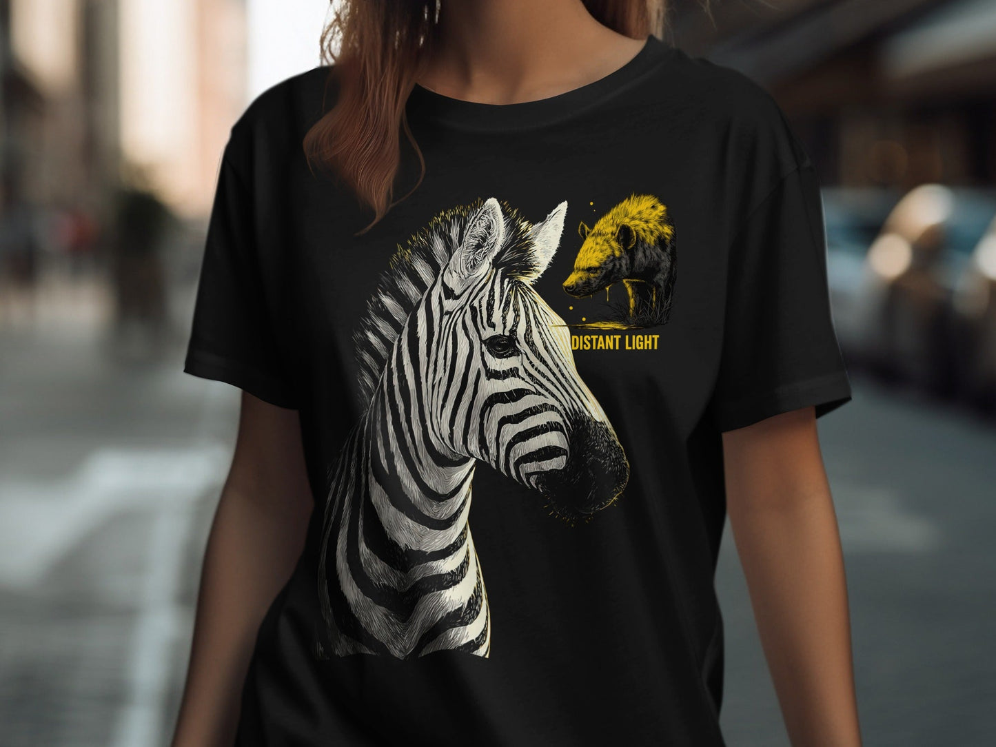 RMA APPAREL Zebra illustration Mammal Art Unisex T-Shirt Sizes S - 5XL - Distant Light White T-Shirts - RMA APPAREL - Roclla Media Apparel Store