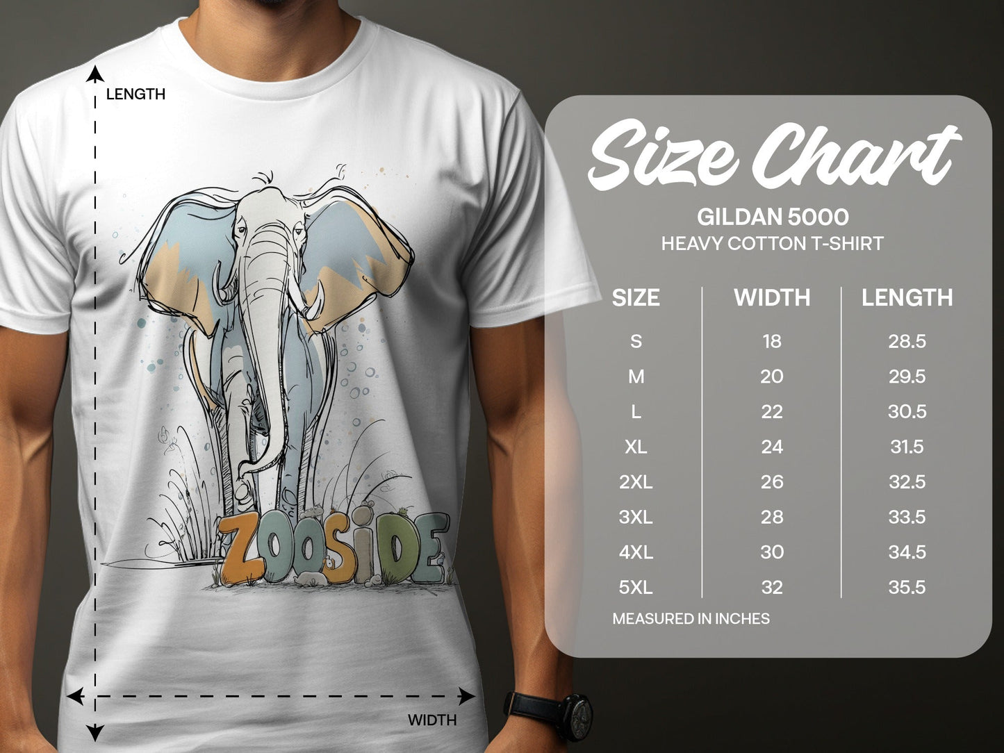 RMA APPAREL Zooside Elephant Design Mens Unisex T-Shirt 🐘Sizes T-Shirt - Zooside White T-Shirts - RMA APPAREL - Roclla Media Apparel Store