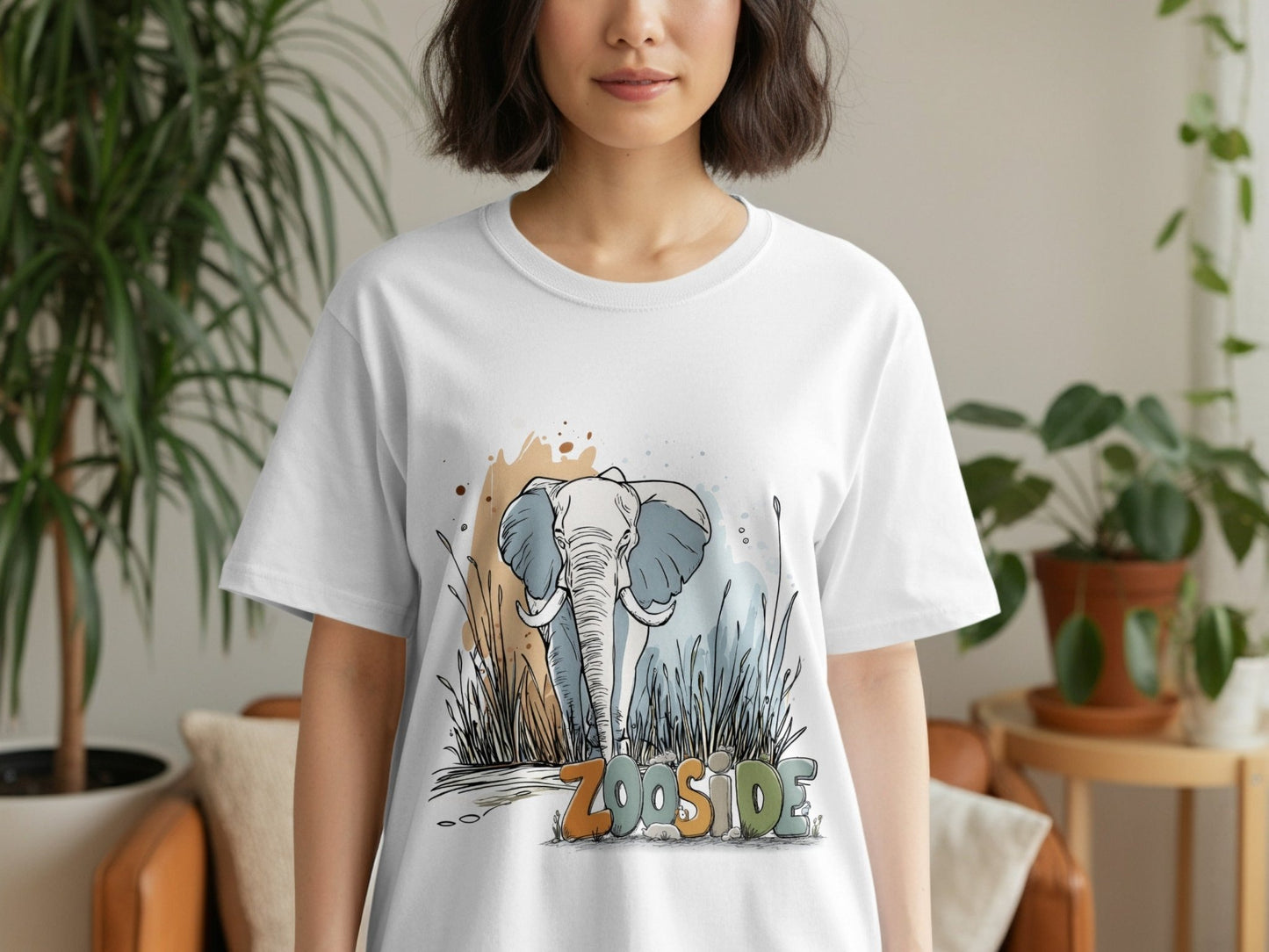 RMA APPAREL Zooside Elephant Graphic Wildlife T-Shirt Sizes S - 5XL T-Shirt - Zooside White T-Shirts - RMA APPAREL - Roclla Media Apparel Store