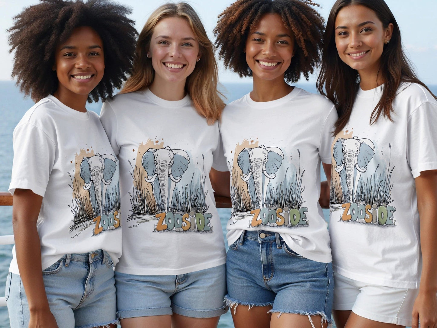 RMA APPAREL Zooside Elephant Graphic Wildlife T-Shirt Sizes S - 5XL T-Shirt - Zooside White T-Shirts - RMA APPAREL - Roclla Media Apparel Store