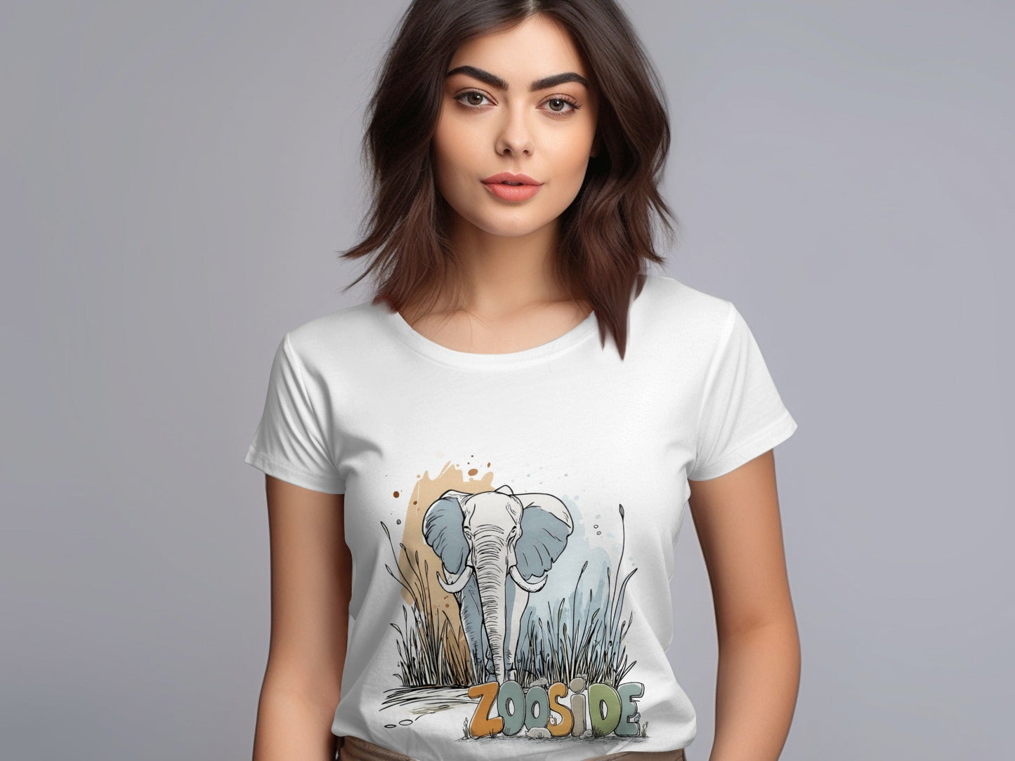 RMA APPAREL Zooside Elephant Graphic Wildlife T-Shirt Sizes S - 5XL T-Shirt - Zooside White T-Shirts - RMA APPAREL - Roclla Media Apparel Store