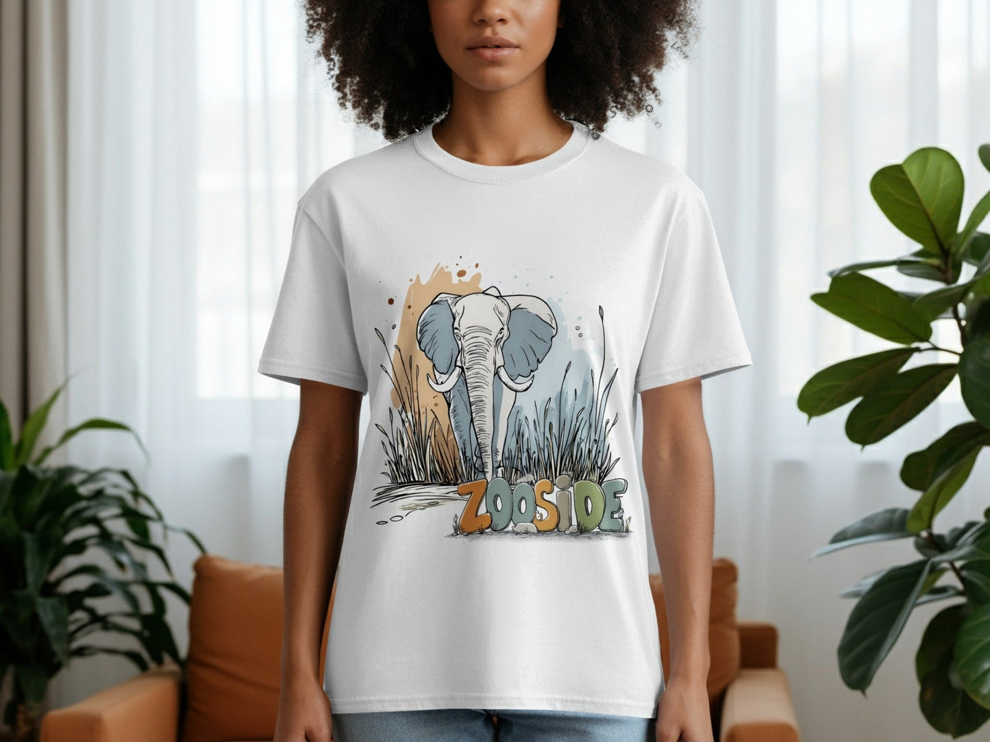 RMA APPAREL Zooside Elephant Graphic Wildlife T-Shirt Sizes S - 5XL T-Shirt - Zooside White T-Shirts - RMA APPAREL - Roclla Media Apparel Store