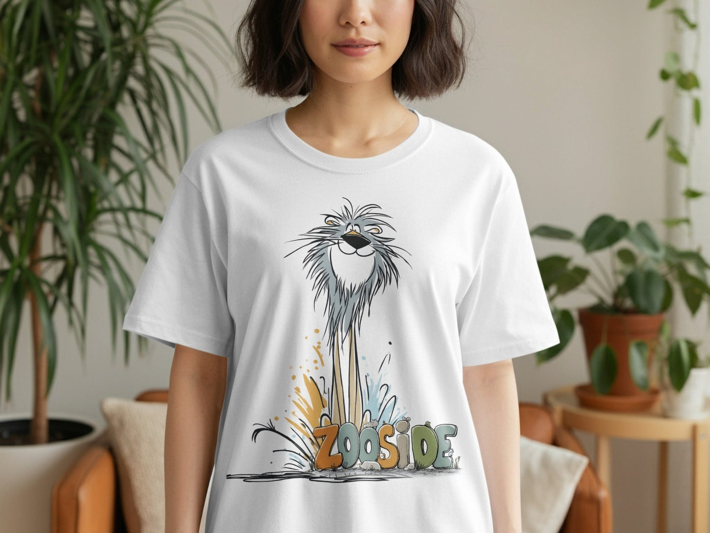 RMA APPAREL Zooside Lion Cartoon Design Unisex T-Shirt - Zooside White T-Shirts - RMA APPAREL - Roclla Media Apparel Store